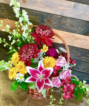 Basket of color Fresh basket arrangement in Lakeside, CA | Finest City Florist