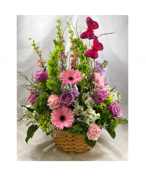 Baskets & Butterflies  Basket arrangement 