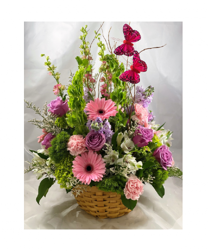 Baskets & Butterflies  Basket arrangement 
