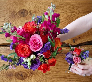 "Be Bold" Prom Bouquet and Boutonnière (SET) Prom Flowers