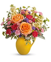 Be Bright Bouquet Keepsake Pitcher Arrangement