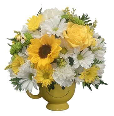 Be Happy Mug Arrangement in Sun City Center, FL | SUN CITY CENTER FLOWERS AND GIFTS