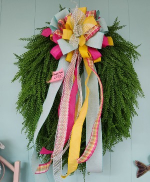Bead Grass Wreath  Colorful Bow