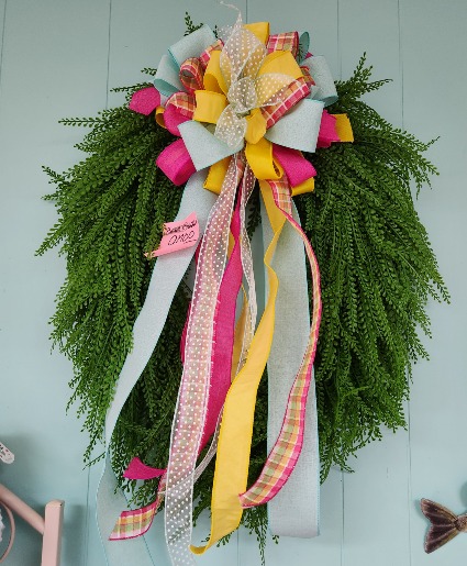 Bead Grass Wreath  Colorful Bow