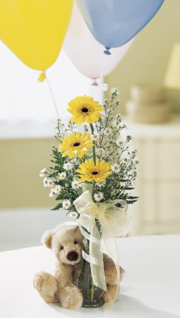 Bear plus Balloon Bouquet Vase Arrangement 