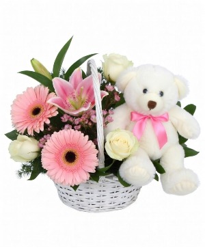 Beary Best Blooms Basket Arrangement