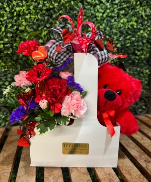 Beary Kisses Floral arrangement with teddy bear