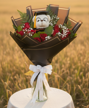 Beary Proud of You Roses and Plush Bear