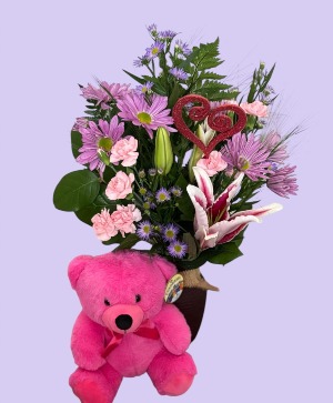 You're Bear-ific Bouquet FHF-BV543 Fresh Flower Vase Arrangement Local delivery only