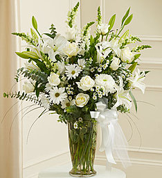 Beautiful Blessings in White Lovely Lilies, Roses and More in Gainesville, FL | PRANGE'S FLORIST- Sara & Lilli V