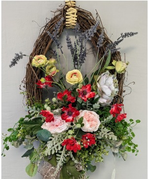 NFS-Perm4 Spring Basket Wreath  SC  ARTIFICIAL (SILK)