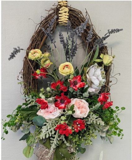 NFS-Perm4 Spring Basket Wreath  SC  ARTIFICIAL (SILK)