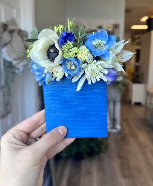 Beautiful Blue Pocket Square Boutonniere