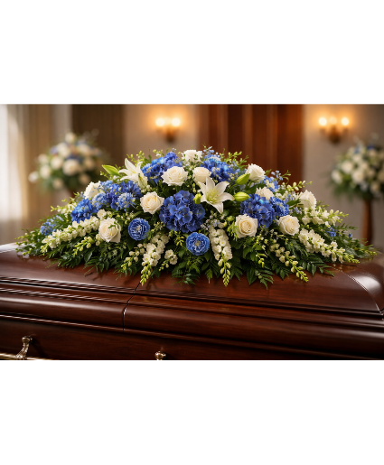 Beautiful in Blue Casket spray