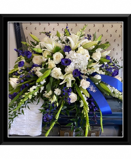 Beautiful In Blue Casket Spray Casket Arrangement 