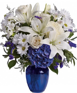 BEAUTIFUL IN BLUE VASE ARRANGEMENT