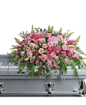 beautiful memories casket spray casket  flowers