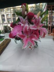 Beautiful red ceramic Mix flowers