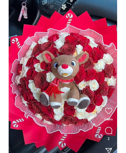beautiful rose bouq 50 rose plushy 