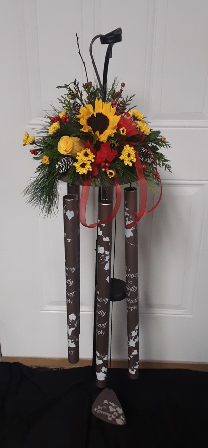 Beautiful Sight and Sound windchimes and flowers