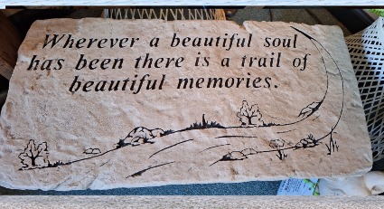 Beautiful Soul cement bench has three pieces/top & 2 cement legs