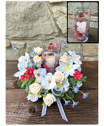 Beautifully Lived Candle with Silk Florals Candle Arrangement in Chicora, PA | Lily Dale Floral Design Studio