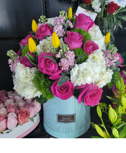 beautufil hat box with roses 