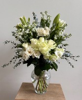 Beauty in White Vase Arrangement