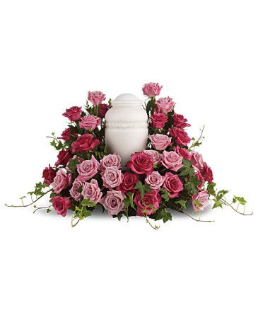Bed of Pink Roses  Cremation Flowers   (urn/frame not included)  in Winnipeg, MB | MYRA ROSE FLORIST