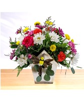 Birdhouse Blooms  Bird House Wooden Box Arrangement