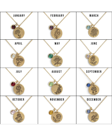 Birth Stone & Birth Flower Pendant Necklace  in Owensboro, KY | Ivy Trellis Floral