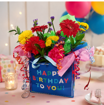 ASSORTED BIRTHDAY BAG OF FLOWERS FRESH ARRANGEMENT in Hampstead, NC | Surf City Florist