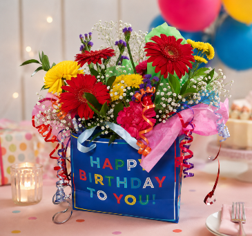 BIRTHDAY BAG OF FLOWERS (ASSORTED) FRESH ARRANGEMENT in Hampstead, NC | Surf City Florist