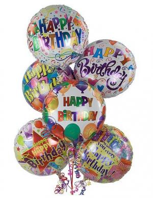 Birthday Balloon Bouquet 5 Mylar Assorted Balloons