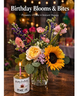 Birthday Blooms  & Bites Floral Arrangement