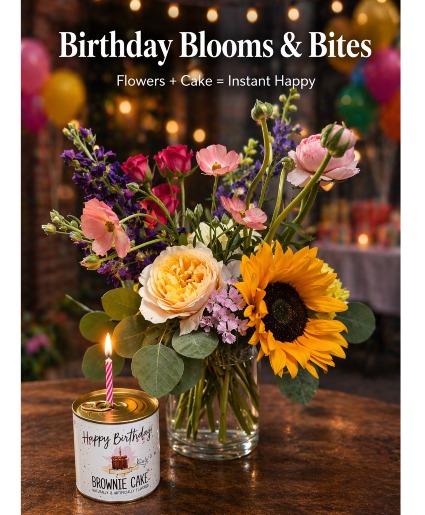 Birthday Blooms  & Bites Floral Arrangement