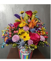 Birthday bucket arrangement  