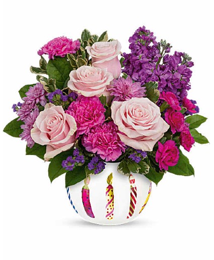 Birthday Greetings Bouquet Bubble bowl