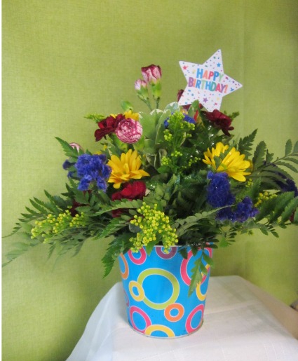 Birthday Party 1 container arrangement