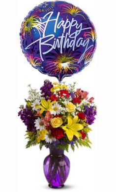 Birthday Surprise Includes Mylar Balloon in Oakdale, NY | POSH FLORAL DESIGNS INC.