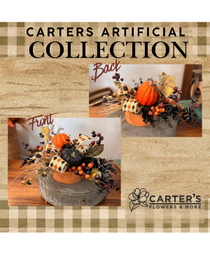 Black and Orange Harlequin Ribbon Cente Artificial 