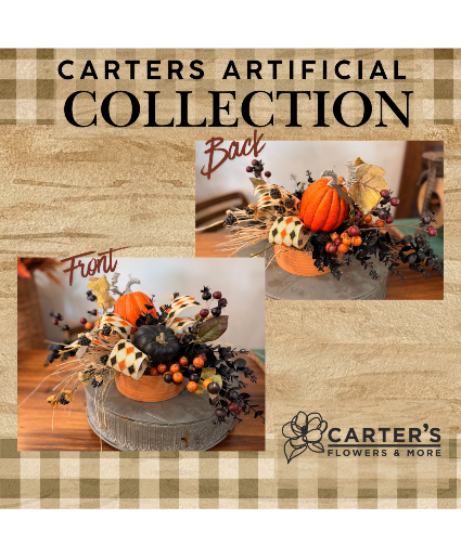 Black and Orange Harlequin Ribbon Cente Artificial 