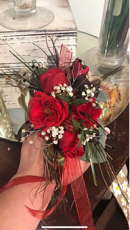 black/red/blue wrist corsage prom/homecoming