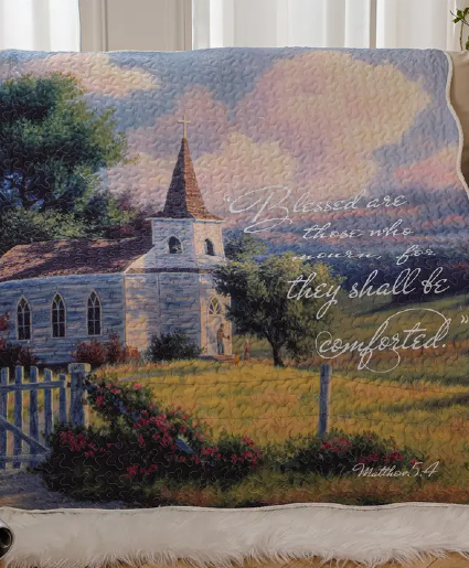 BLESSED ARE THEY WHO MOURN QUILTED THROW 