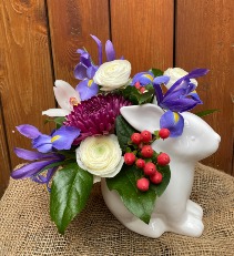 Blooming Bunny  in keepsake bunny ceramic pot 