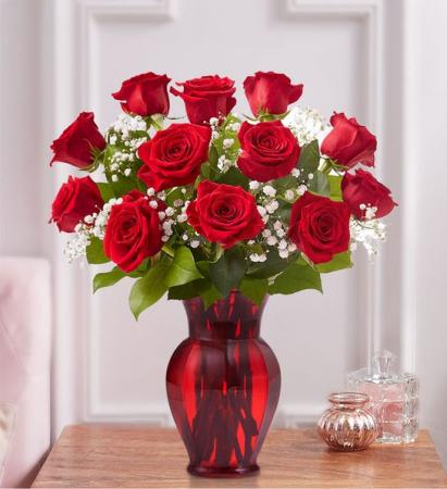BLOOMING LOVE DOZEN RED ROSES 