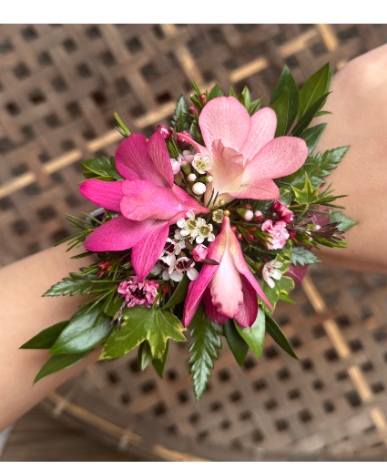 Blooming Pink Orchids Corsage