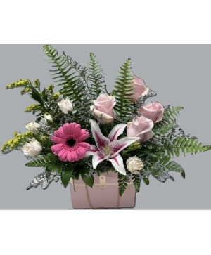 Blooming Pocketbook Flower Arrangement