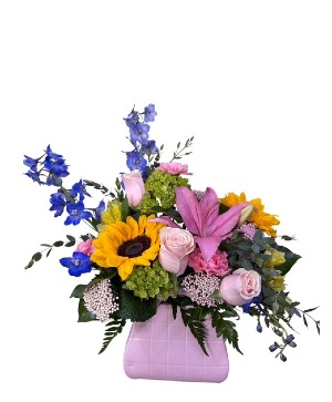 Blooming Purse Vase Arrangement 