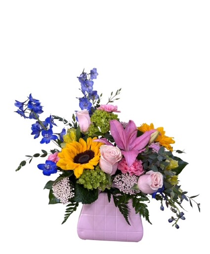 Blooming Purse Vase Arrangement 